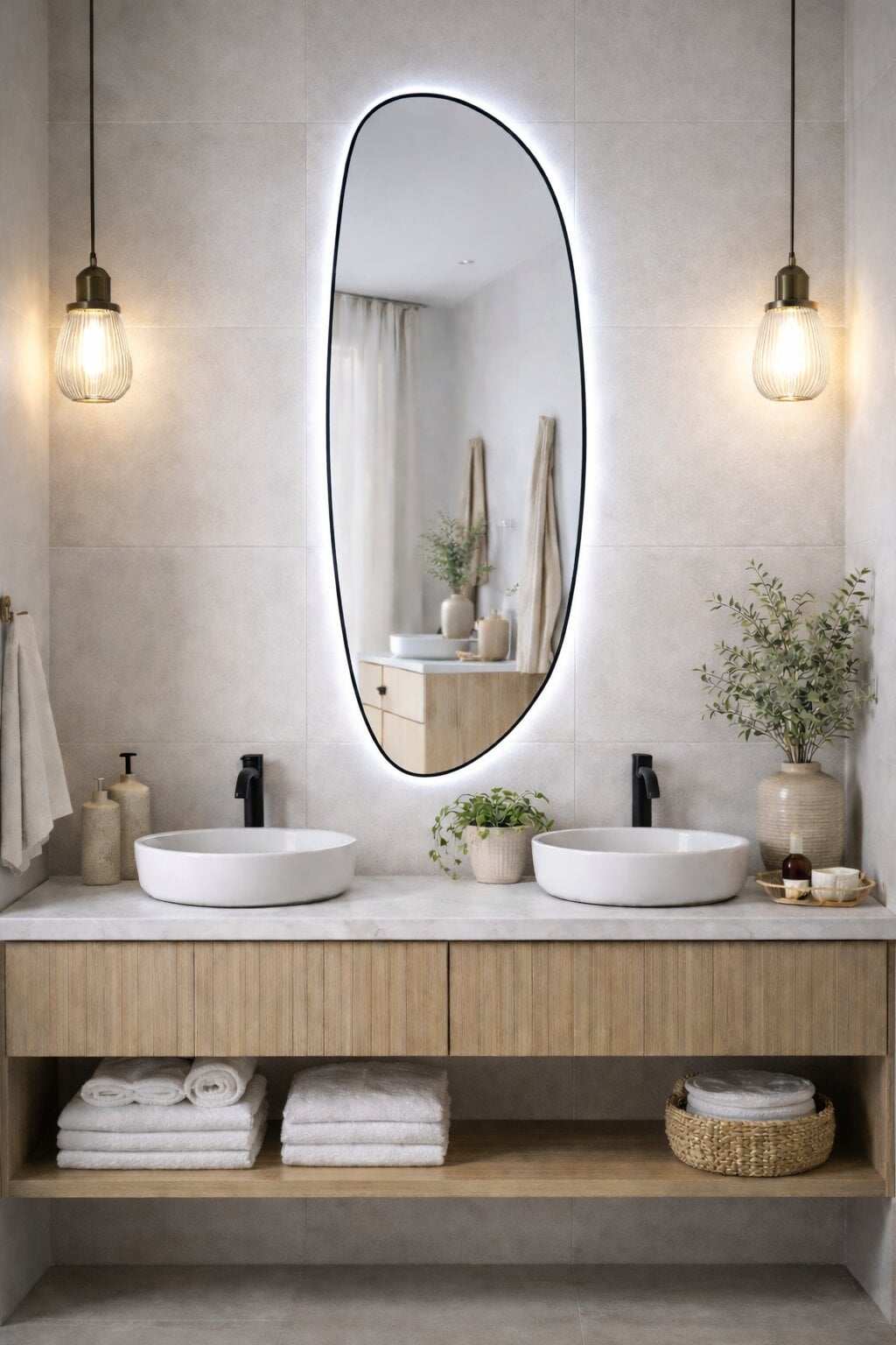 Baltica Design Stone Fluid zrkadlo 50x155 cm s osvetlením čierna 5904107932750