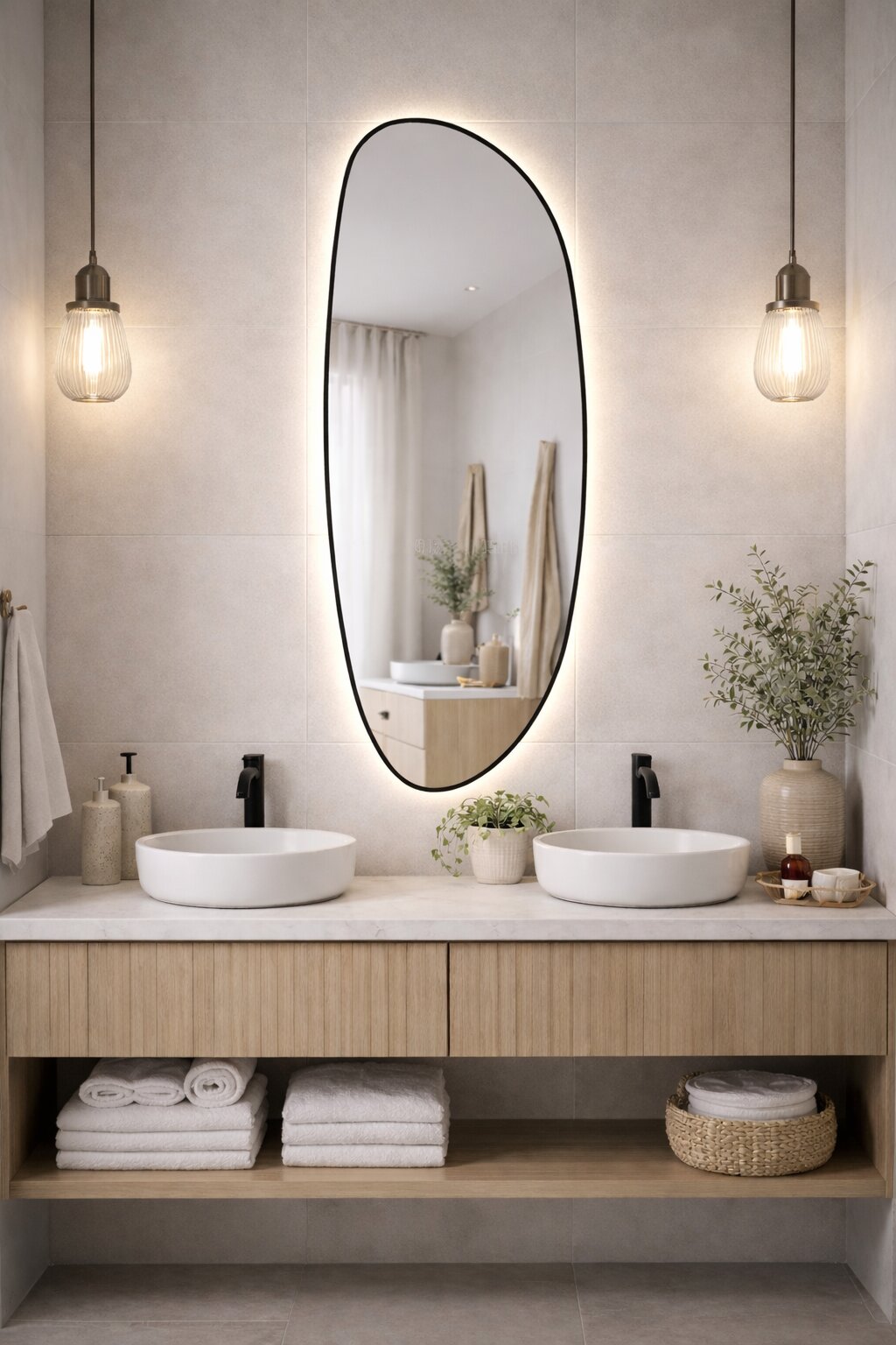 Baltica Design Stone Fluid zrkadlo 50x155 cm s osvetlením čierna 5904107932743