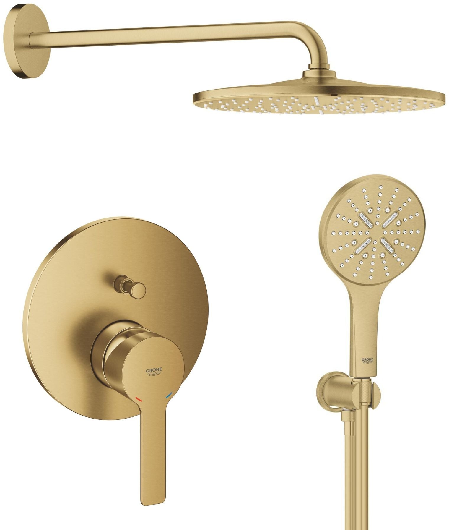 Súprava horná sprcha so sprchovacím ramenom Grohe Rainshower 26558GN0, vaňová/sprchová batéria Grohe Lineare 24064GN1, 26574GN0, 26658GN0, 28362GL1