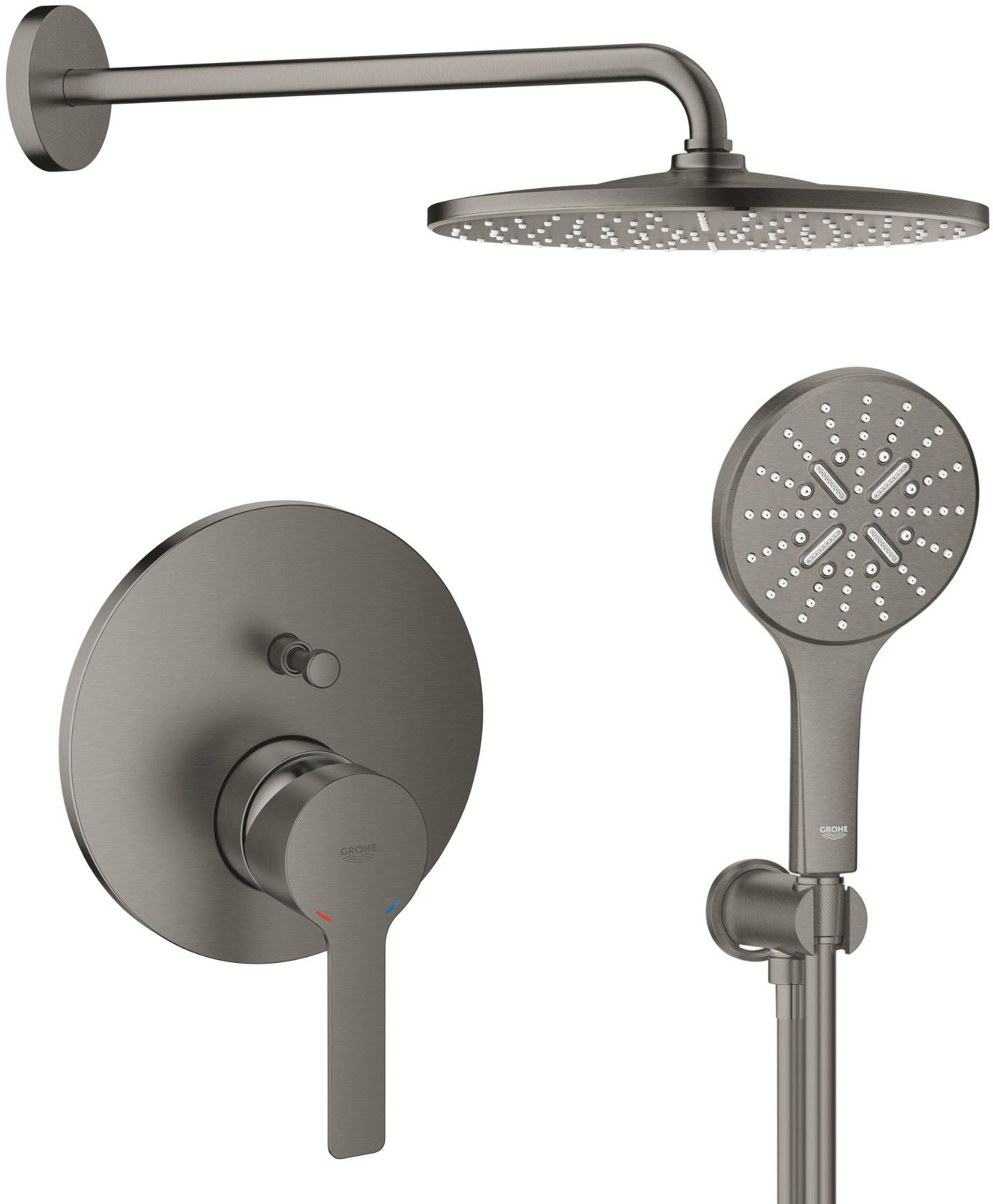 Súprava horná sprcha so sprchovacím ramenom Grohe Rainshower 26558AL0, vaňová/sprchová batéria Grohe Lineare 24064AL1, 26574AL0, 26658AL0, 28362A01