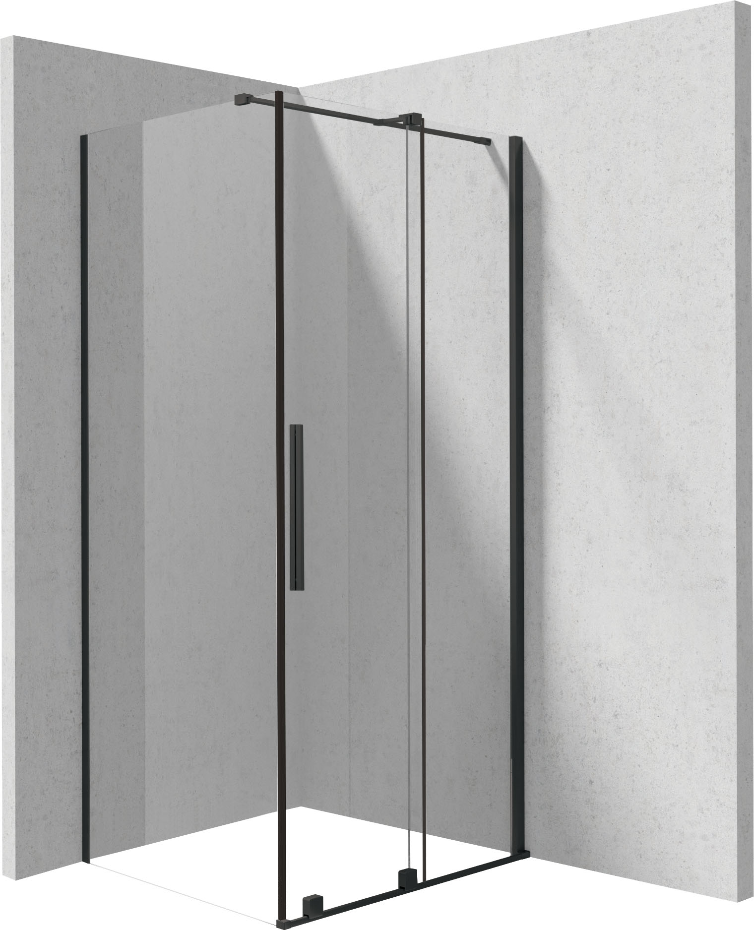 Deante Prizma sprchovací kút 100x90 cm štvorcová čierna matné/priehľadné sklo KPNNP10S09