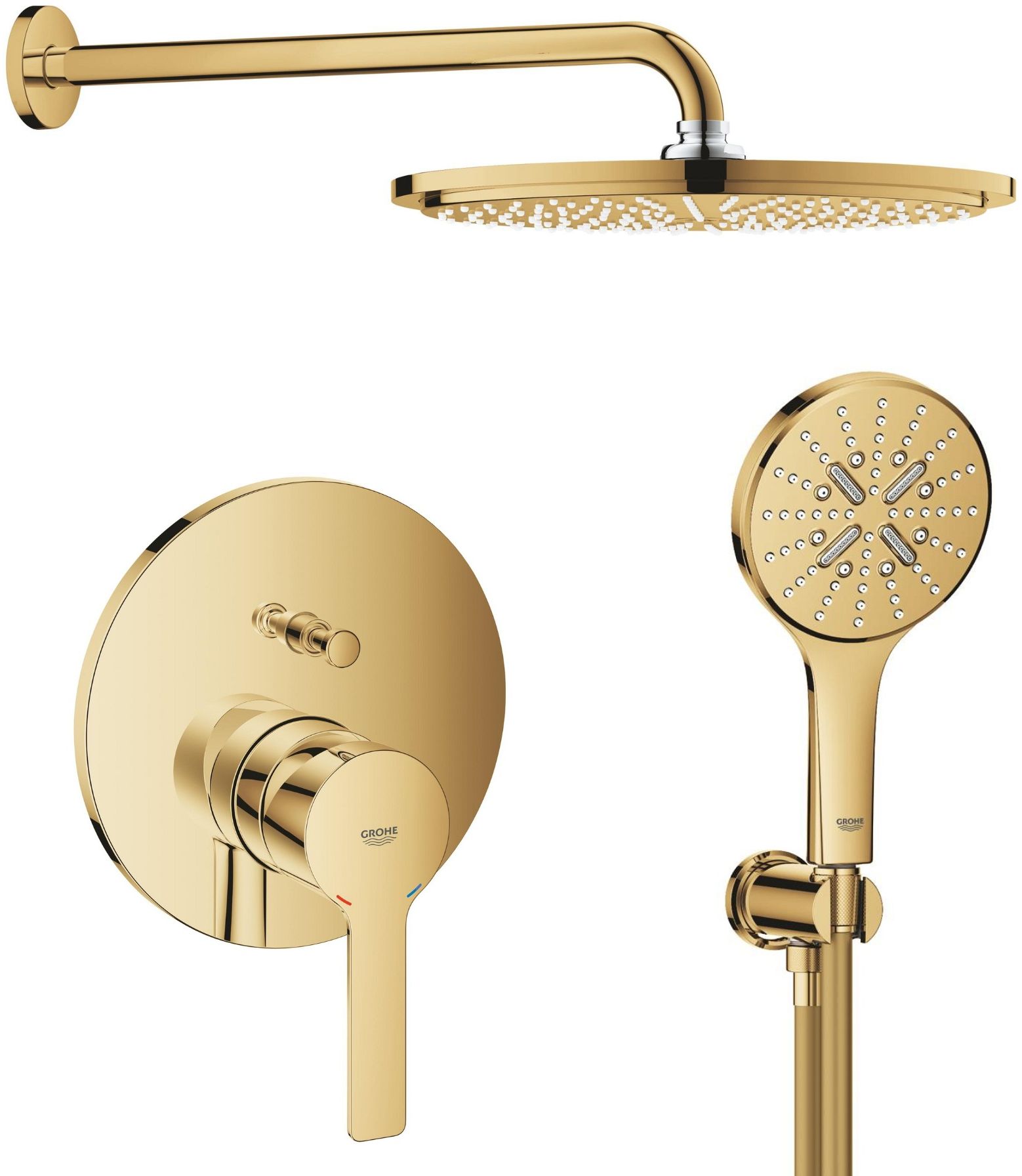 Súprava horná/hlavová sprcha Grohe Rainshower 26066GL0, vaňová/sprchová batéria Grohe Lineare 24064GL1, 26574GL0, 26658GL0, 28362GL1