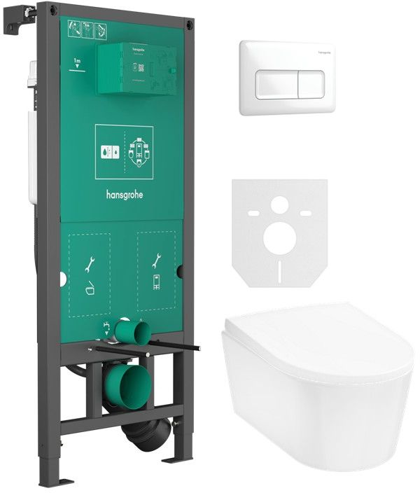 Súprava WC misa Hansgrohe EluPura S 60193450, podomietková konštrukcia Hansgrohe iFrame universal 01022180, 60148450, 66001450