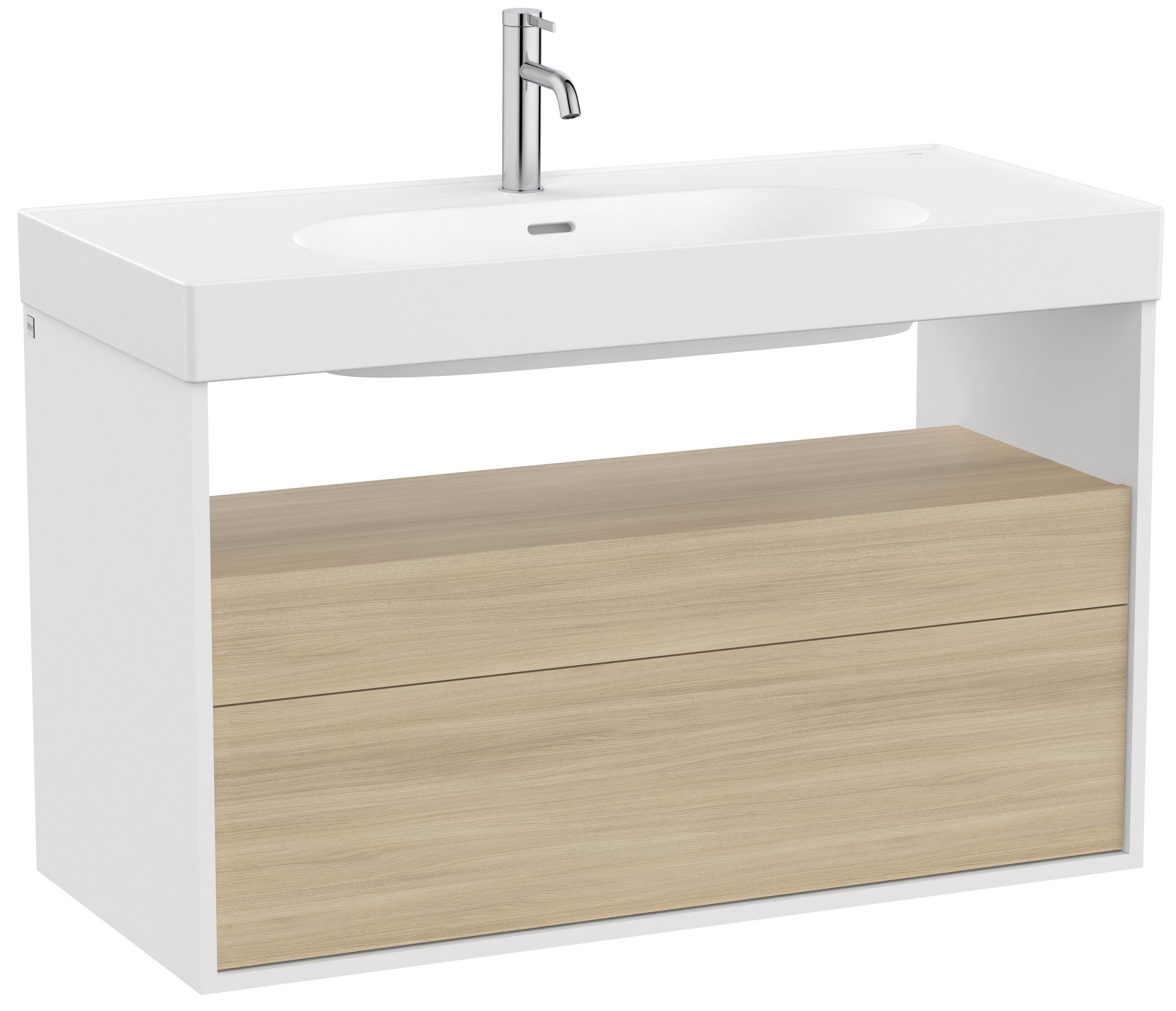 Roca Meridian skrinka 100x46x56.5 cm závesná kúpeľňová skrinka pod umývadlo biela-dub A858108607
