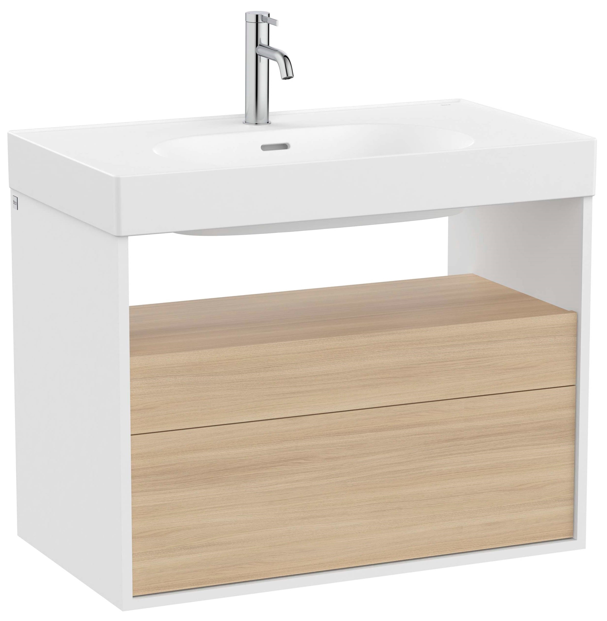 Roca Meridian skrinka 80x46x56.5 cm závesná kúpeľňová skrinka pod umývadlo biela-dub A858107607