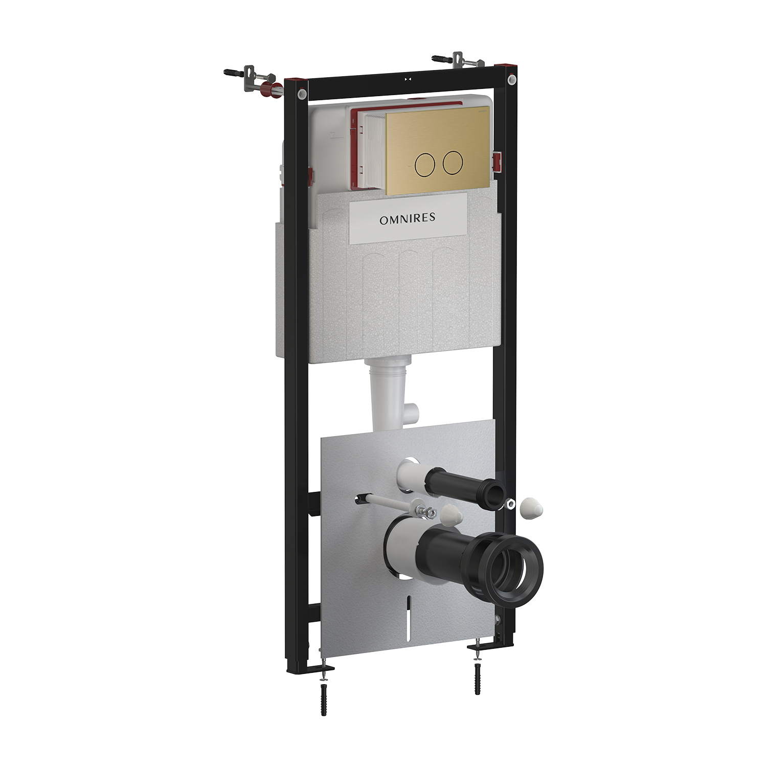 Omnires Eco Flush Set podomietkový konšrukcia so splachovacím tlačidlom pre nástennú misu STFWCECO1R45-RBR