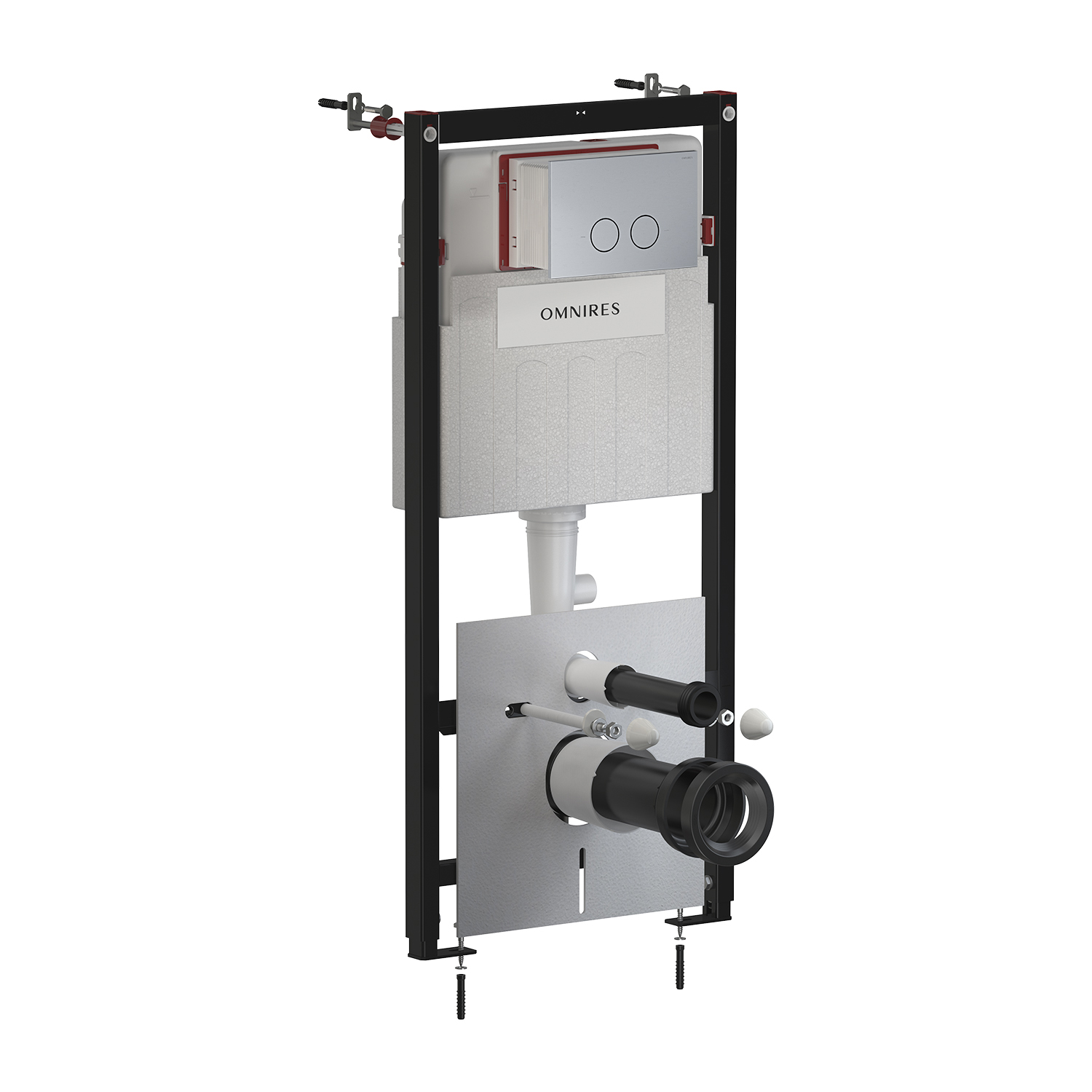 Omnires Eco Flush Set podomietkový konšrukcia so splachovacím tlačidlom pre nástennú misu STFWCECO1R45-RNI