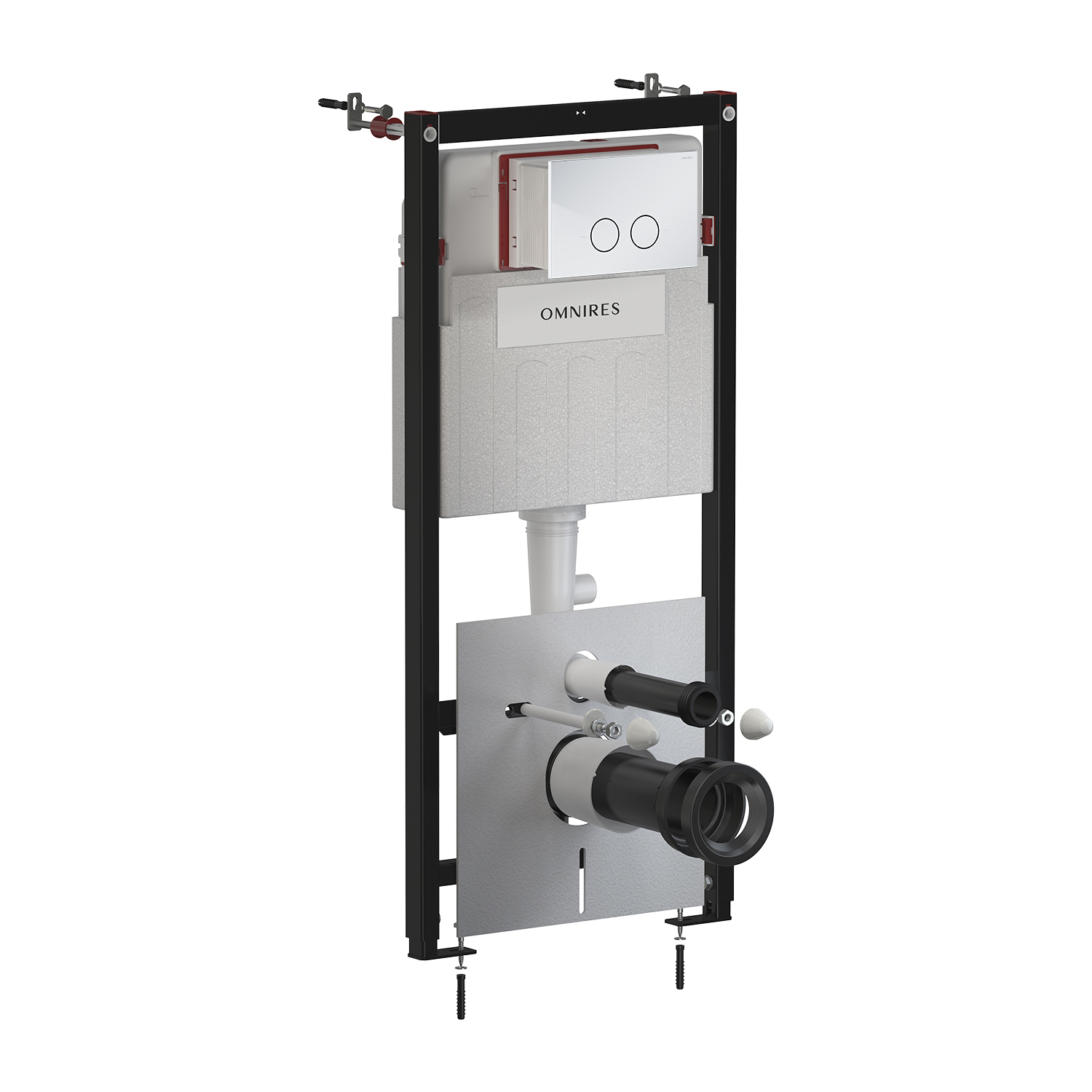Omnires Eco Flush Set podomietkový konšrukcia so splachovacím tlačidlom pre nástennú misu STFWCECO1R45-RCR