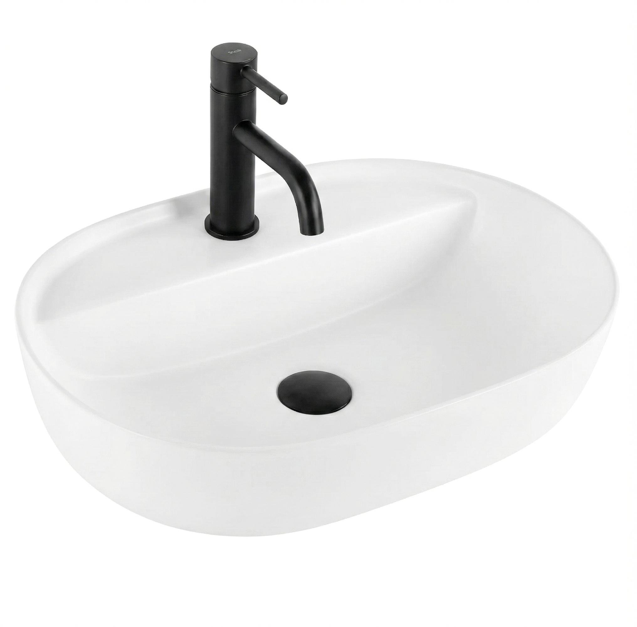 Rea Aura umývadlo 50.5x38.5 cm oválny pultové umývadlo biela lesklá REA-U7340
