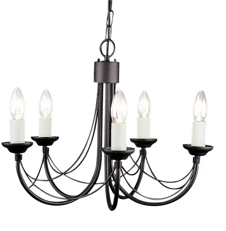 Elstead Lighting Carisbrooke závesné svietidlo 5x60 W čierna CB5-BLACK