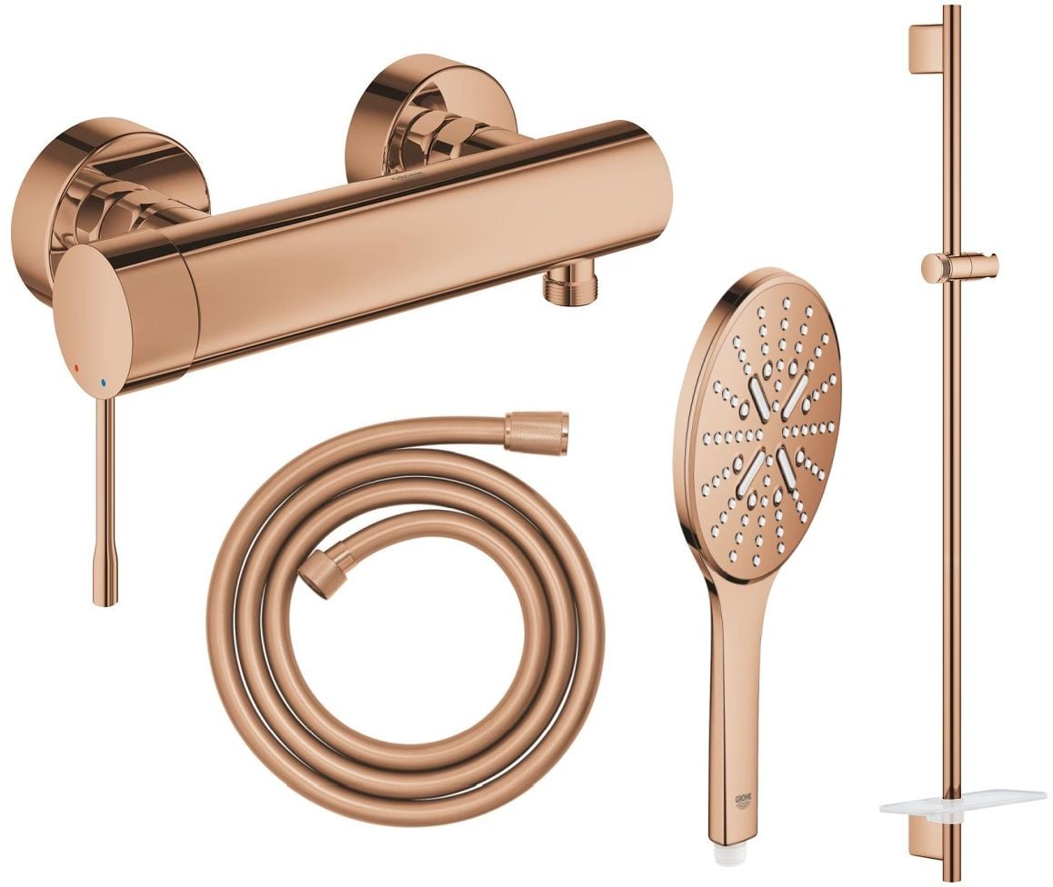 Súprava sprchová batéria Grohe Essence 33636DA1, sprchová tyč Grohe Rainshower 26603DA0, 26574DA0, 28388DA1