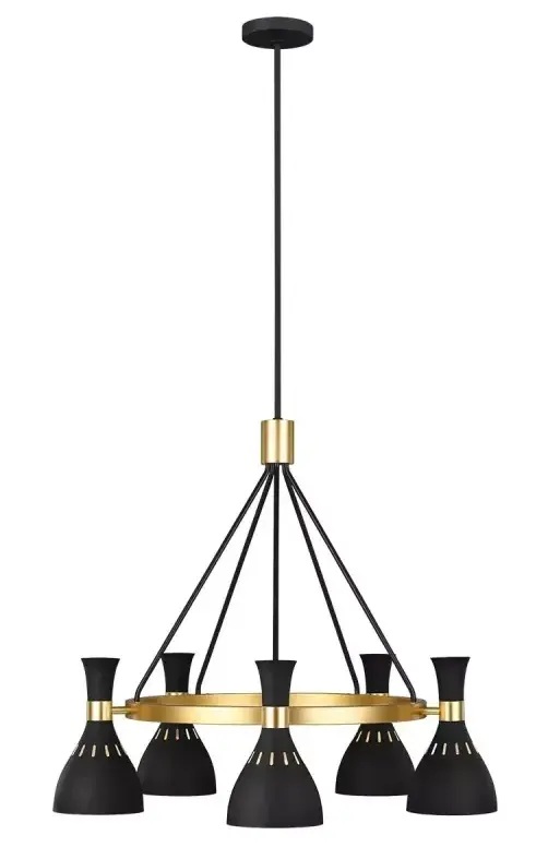 Elstead Lighting Joan závesné svietidlo 5x60 W čierna-mosadzná FE-JOAN5-MB