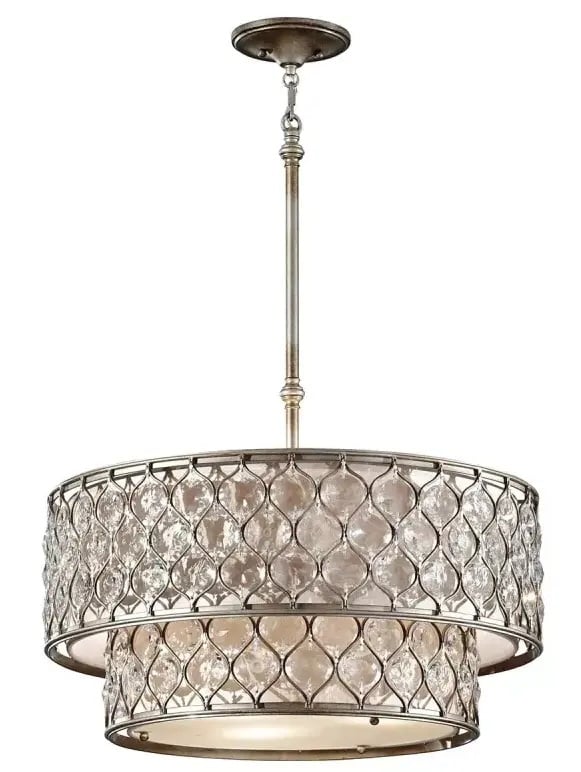 Elstead Lighting Lucia závesné svietidlo 6x60 W strieborná FE-LUCIA-P-E-2TR