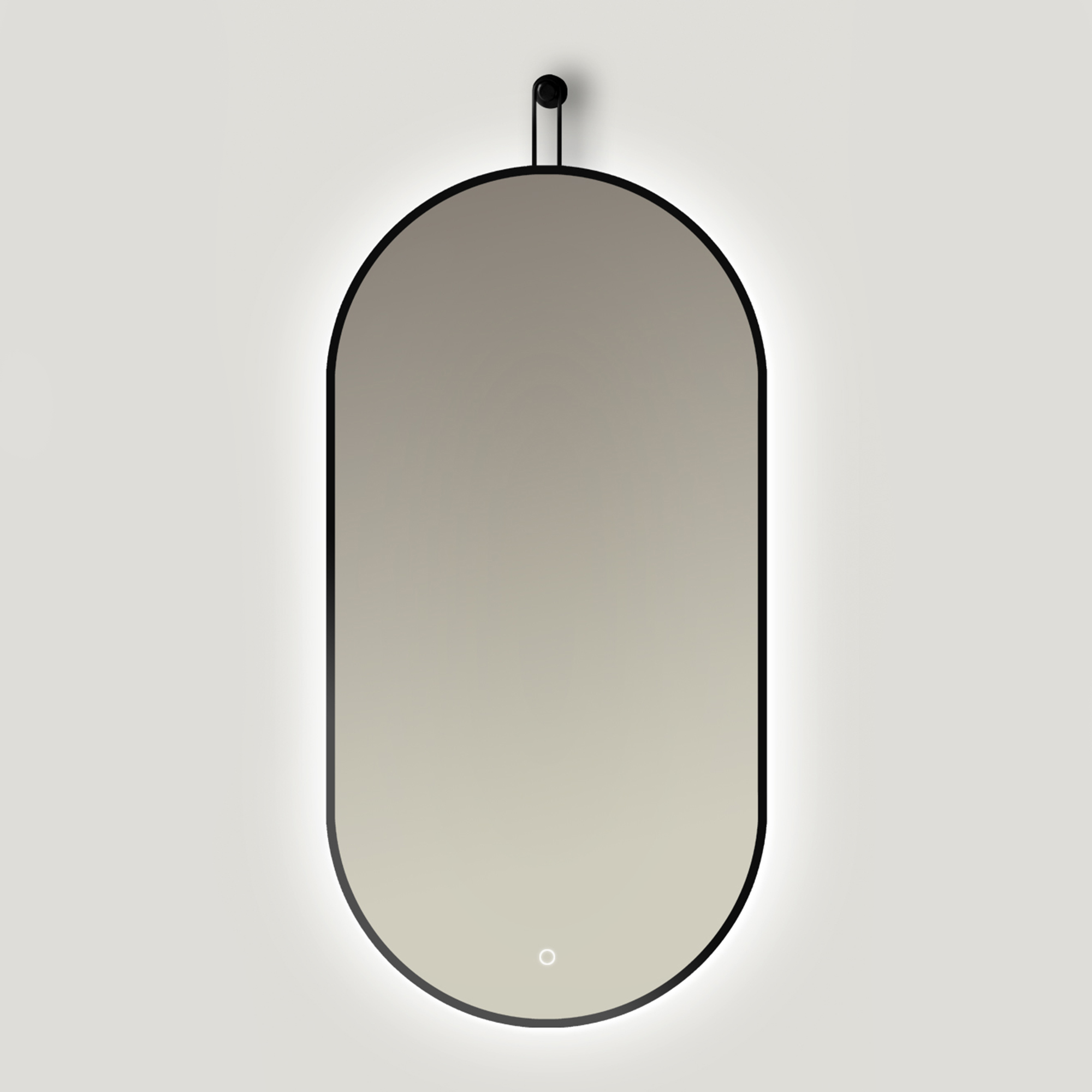 Ars Longa Avanti zrkadlo 50x100 cm oválne s osvetlením čierna LED-AVANTI50100-C