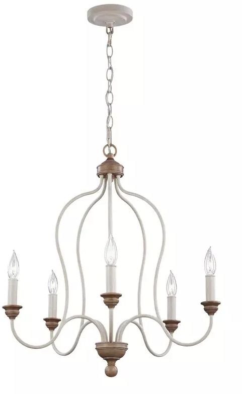 Elstead Lighting Hartsville závesné svietidlo 5x40 W biela-drevená FE-HARTSVILLE5