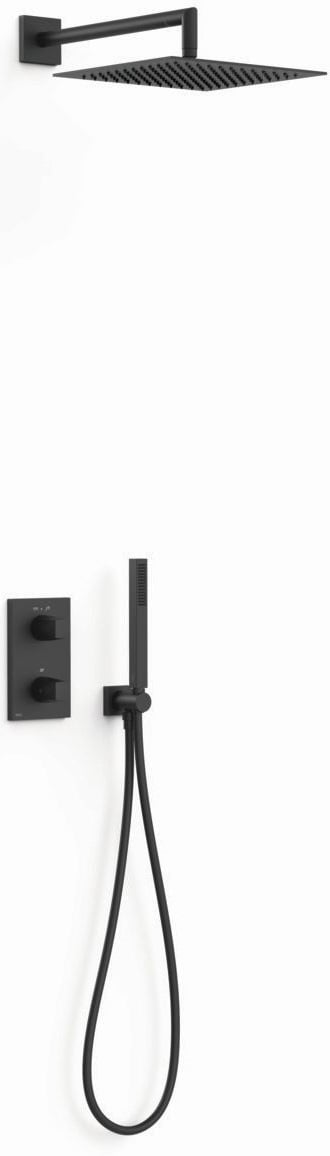 Tres Therm-Box sprchová súprava podomietková s termostatom s dažďovou sprchou čierna 21135004NM