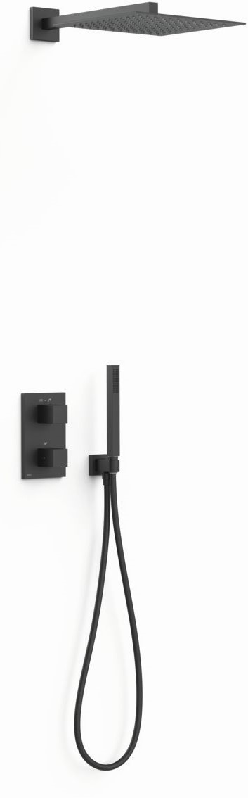 Tres Therm-Box sprchová súprava podomietková s termostatom s dažďovou sprchou čierna 00635004NM