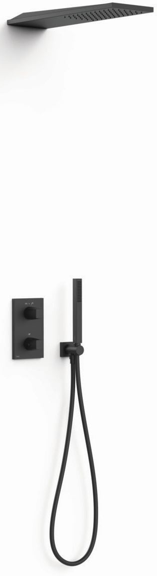 Tres Therm-Box sprchová súprava podomietková s termostatom s dažďovou sprchou čierna 21135005NM