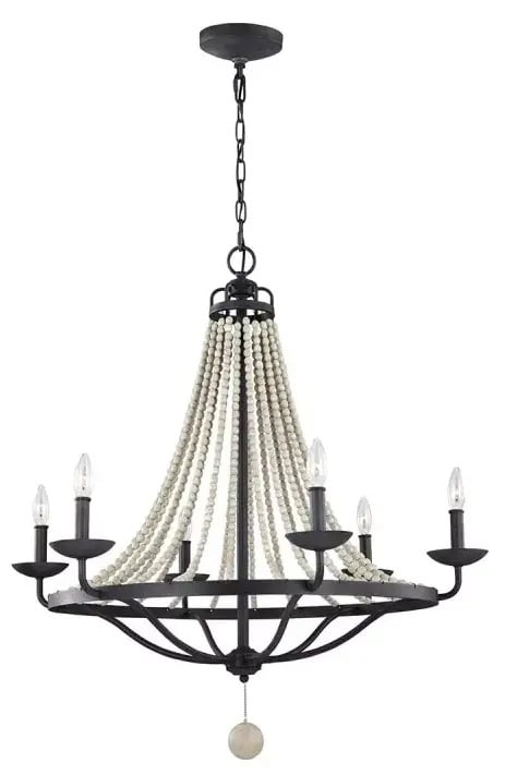 Elstead Lighting Nori závesné svietidlo 6x40 W drevená FE-NORI6-DWZ