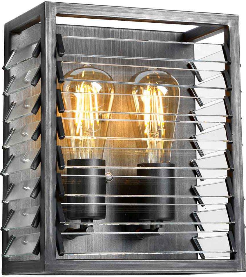 Elstead Lighting Louvre nástenná lampa 2x60 W sivá LOUVRE2