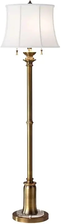Elstead Lighting Stateroom stojaca lampa 2x60 W biela-mosadzná FE-STATEROOM-FL-BB