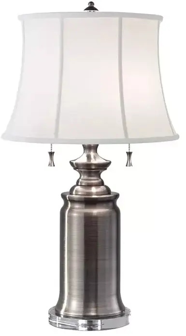 Elstead Lighting Stateroom stolová lampa 2x60 W biela-niklová FE-STATEROOM-TL-AN