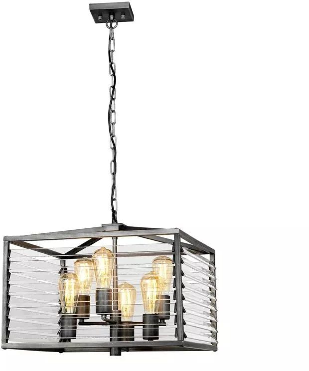 Elstead Lighting Louvre závesné svietidlo 6x60 W sivá/popolnato sivá LOUVRE-6P