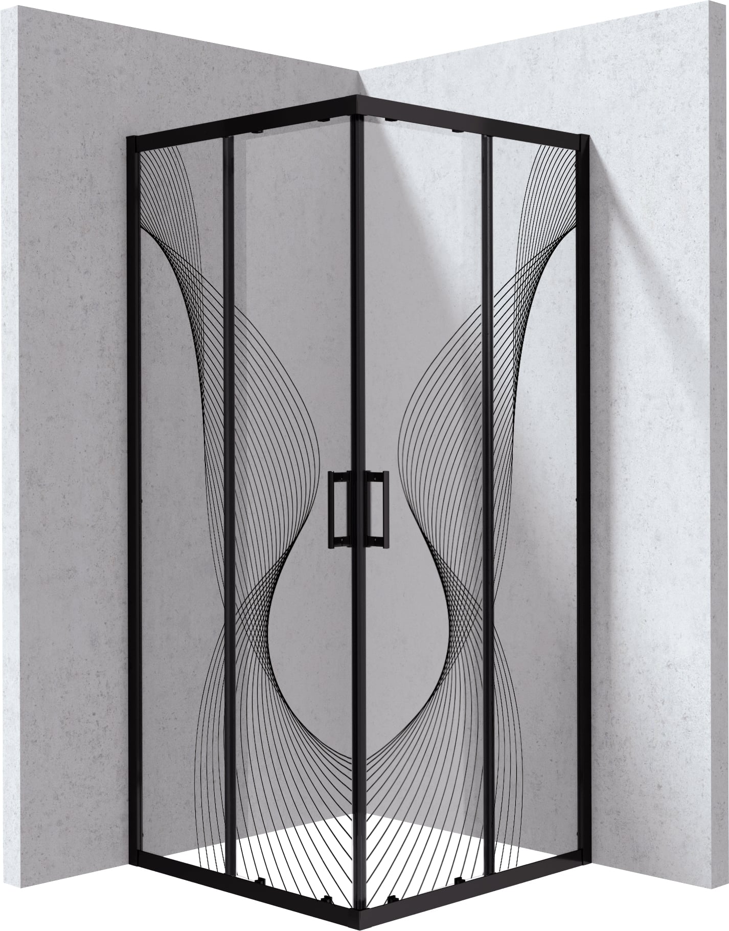 Deante Funkia Evo sprchovací kút 80x80 cm obdĺžniková čierna matné/vzorované sklo KYC_NB88P