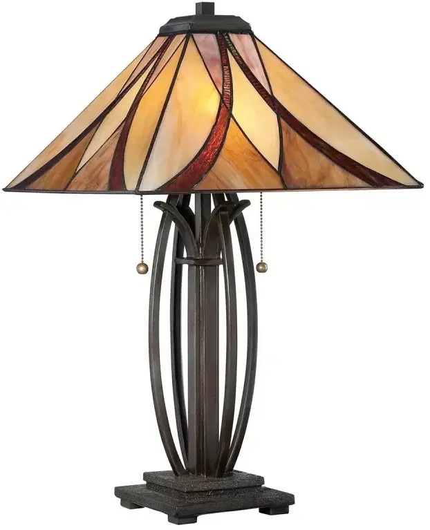 Elstead Lighting Asheville stolová lampa 2x60 W jantárová-krémová-červená QZ-ASHEVILLE-TL