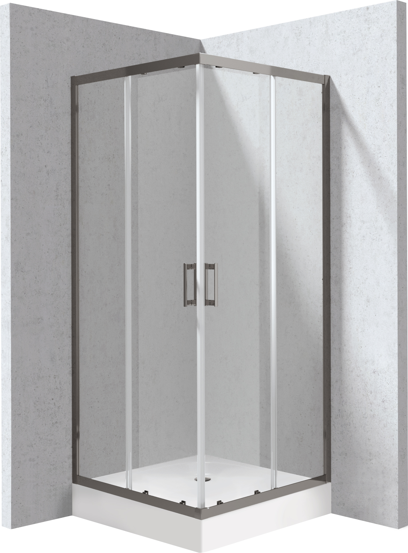 Deante Funkia Evo sprchový kút so sprchovou vaničkou 80x80 cm obdĺžniková grafitová matné/priehľadné sklo KYC_ZD088P