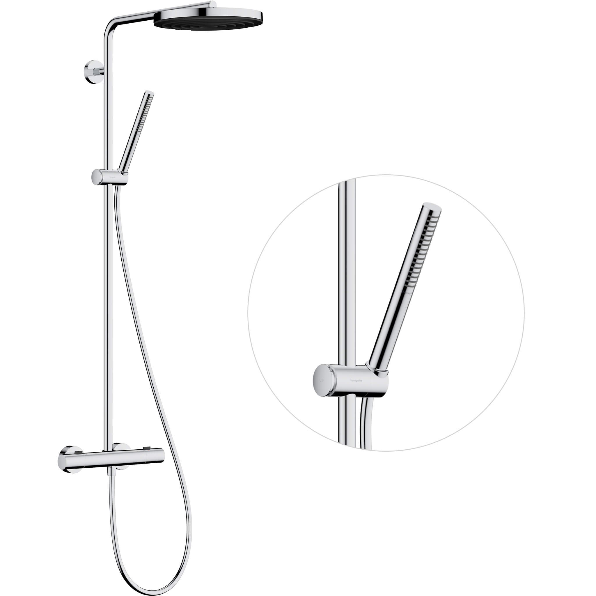 Hansgrohe Pulsify S Puro sprchová súprava nástenná s termostatom s dažďovou sprchou chrómová 24222000