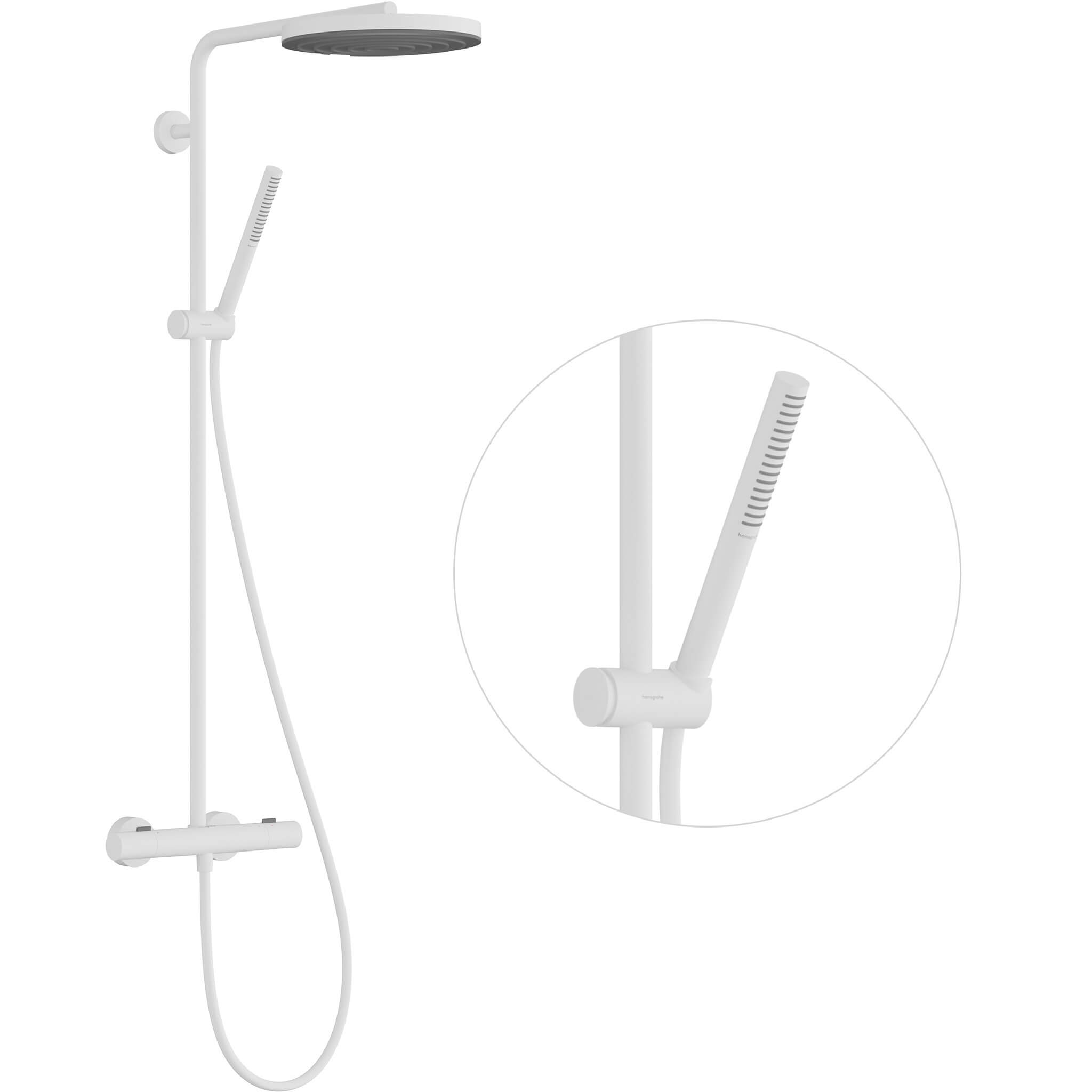 Hansgrohe Pulsify S Puro sprchová súprava nástenná s termostatom s dažďovou sprchou biela 24222700