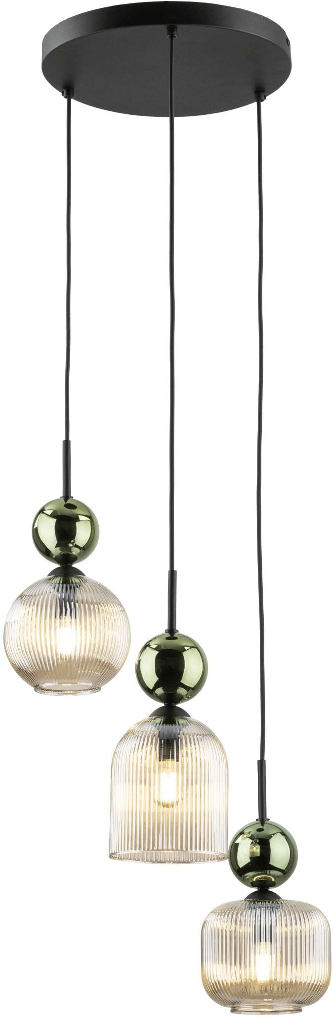 TK Lighting Sophia Green Cognac závesné svietidlo 3x10 W zelená-hnedá 11148