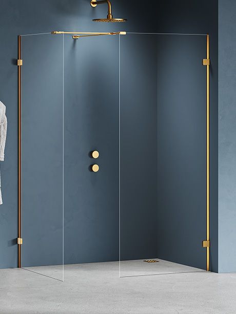 New Trendy Eventa Gold Brushed Walk-In sprchovací kút 140x90 cm zlatá brúsené/priehľadné sklo EXK-8436