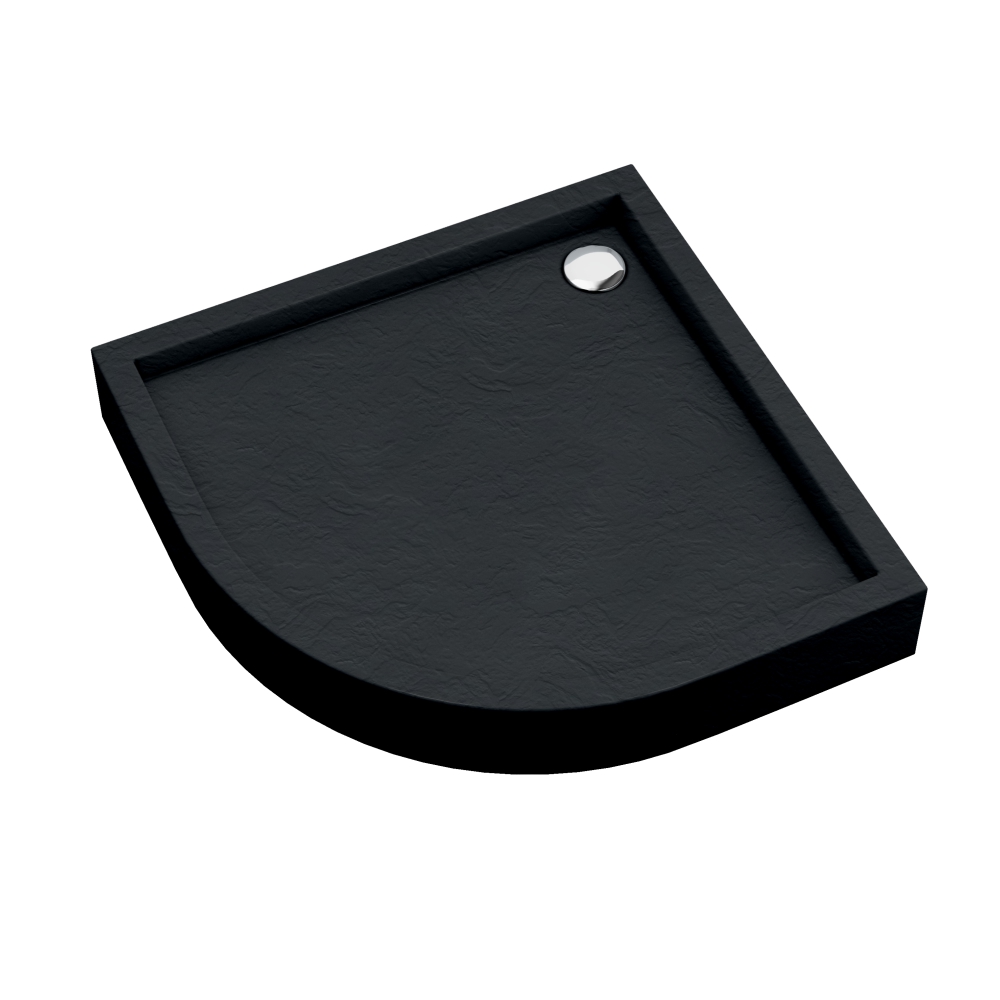 Schedpol Medium Black Stone polkruhová sprchová vanička 80x80 cm čierna 3.4733/C/ST
