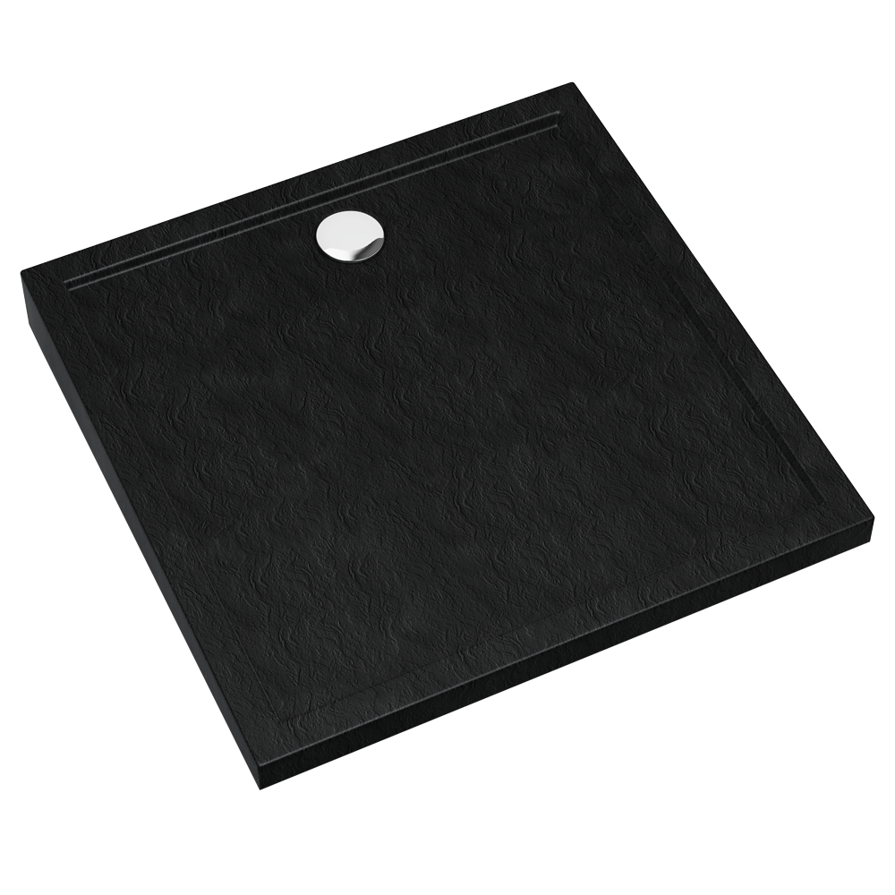 Schedline Sharper Black Stone štvorcová sprchová vanička 80x80 cm čierna 3S.S2K-8080/C/ST