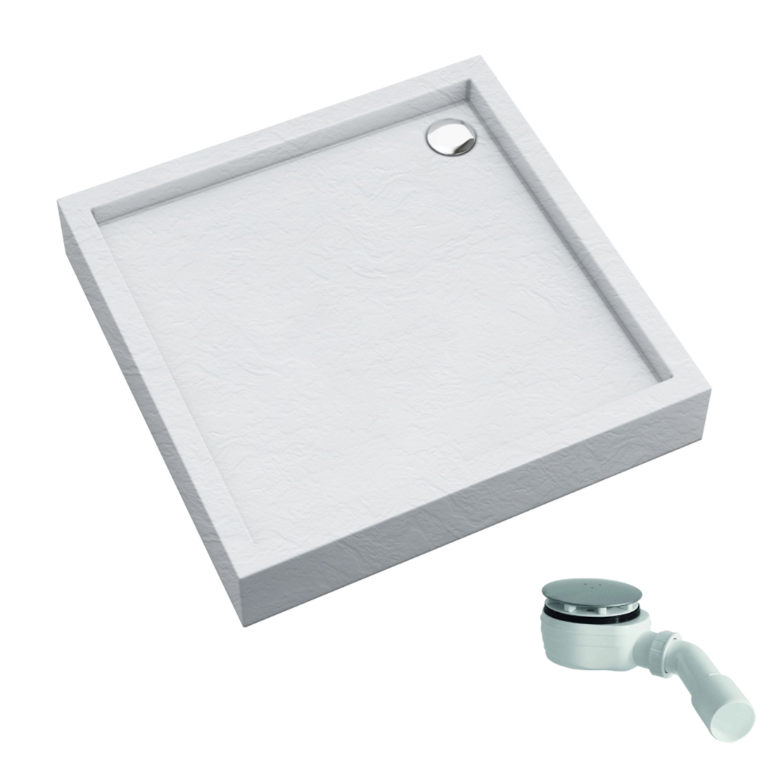Schedline Favory Plus White Stone štvorcová sprchová vanička 90x90 cm biela 3ST.F1K-9090/B/ST
