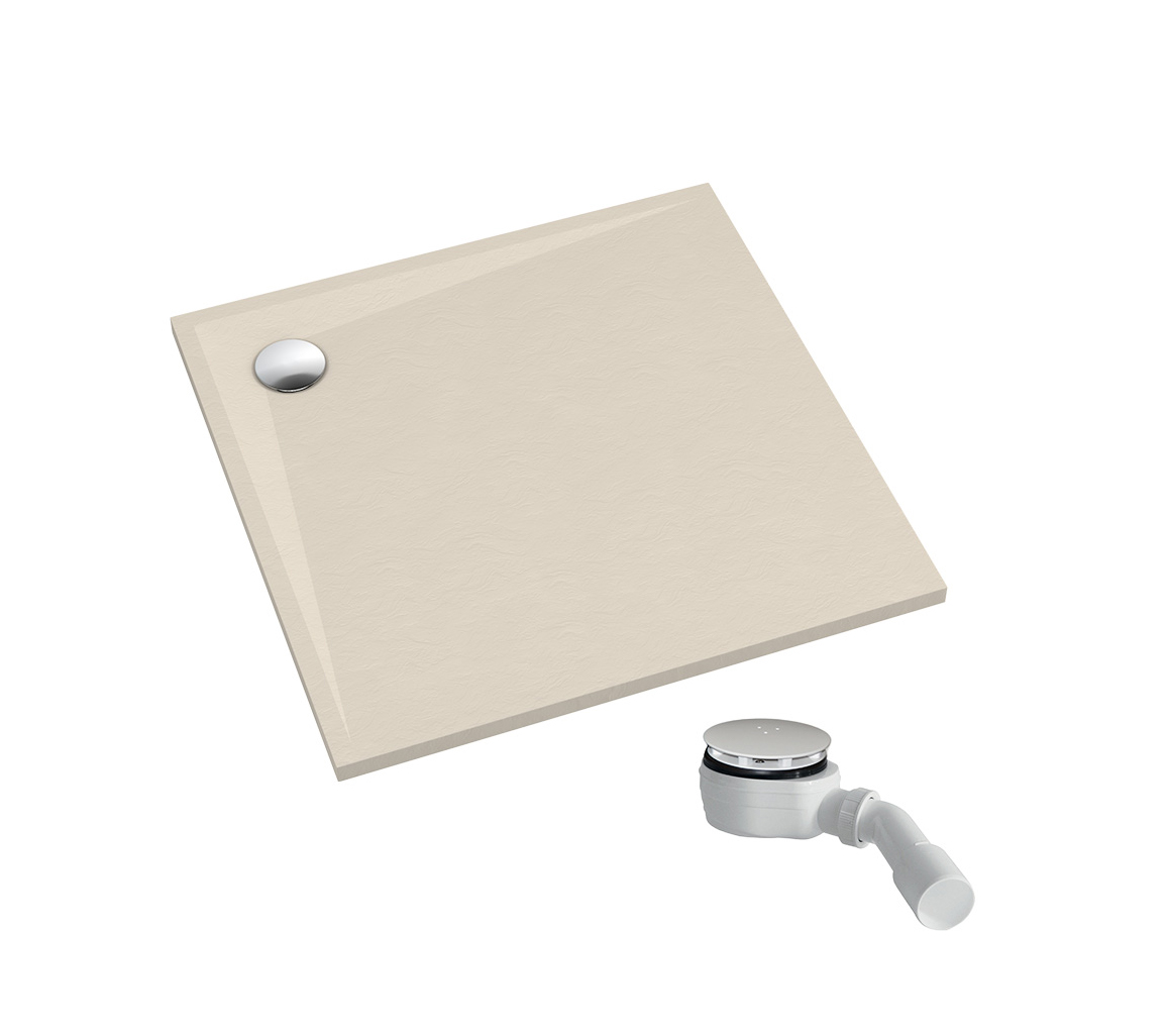 Schedpol Etrusco Cashmere Stone štvorcová sprchová vanička so sifónom 80x80 cm béžová 3.460/PK/ST