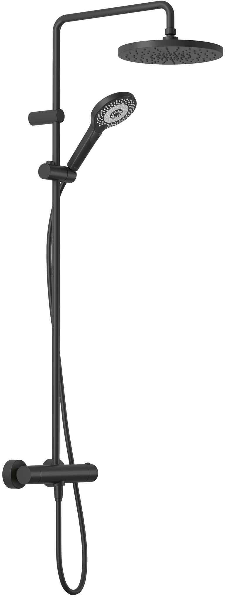 Kludi Dual Shower System sprchová súprava nástenná s termostatom s dažďovou sprchou čierna 6906739-81