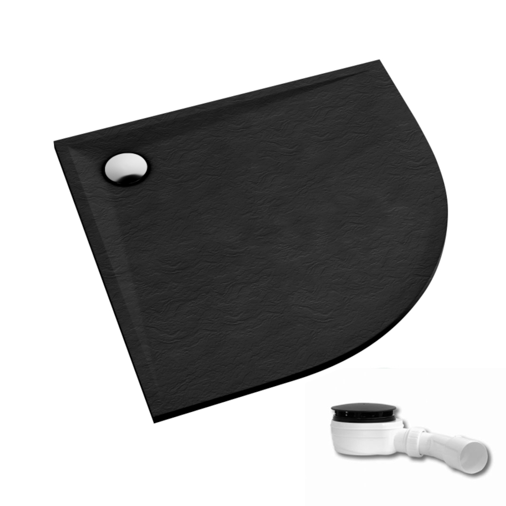 Schedpol Etrusco Black Stone polkruhová sprchová vanička 90x90 cm čierna 3.464/C/ST