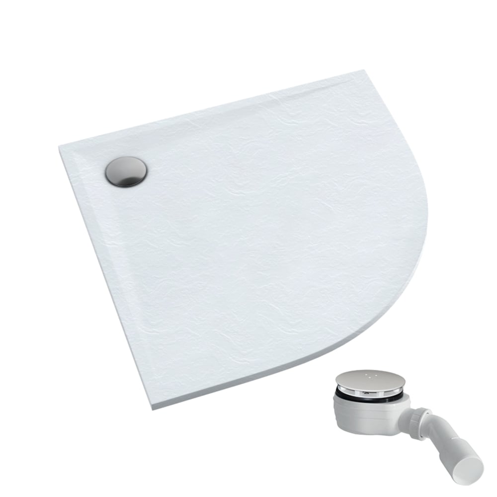 Schedpol Etrusco White Stone polkruhová sprchová vanička 80x80 cm biela 3.463/B/ST
