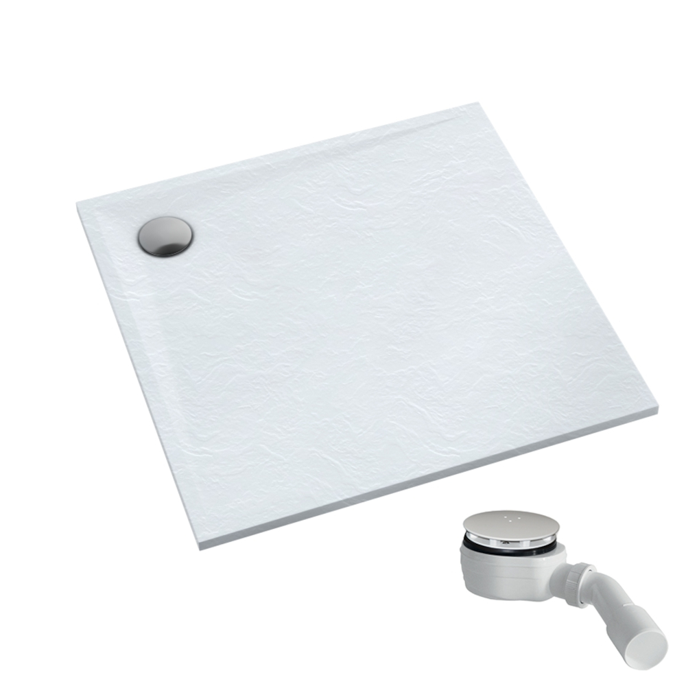 Schedpol Etrusco White Stone štvorcová sprchová vanička 80x80 cm biela 3.460/B/ST