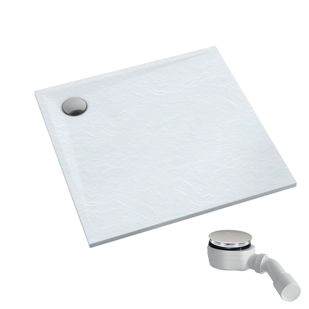 Schedpol Etrusco White Stone štvorcová sprchová vanička 90x90 cm biela 3.461/B/ST