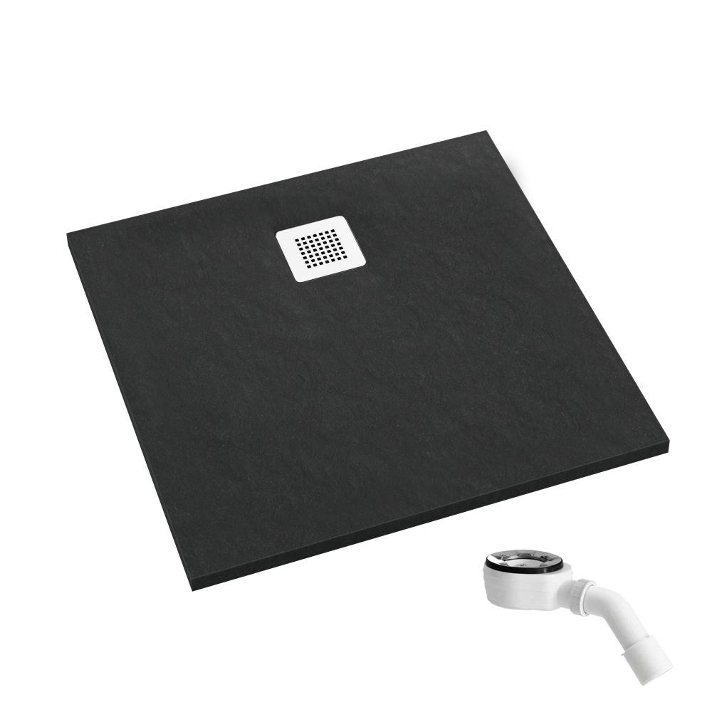Schedpol Kalait Black Stone štvorcová sprchová vanička 100x100 cm čierna 3.3202/C/ST-M2