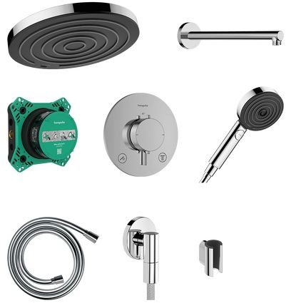 Hansgrohe Pulsify S sprchová súprava podomietková s termostatom s dažďovou sprchou čierna 24624340