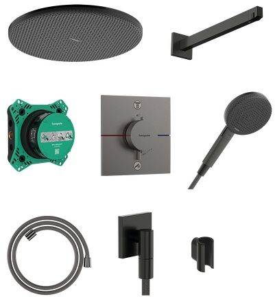 Hansgrohe Raindance Alive S sprchová súprava podomietková s termostatom s dažďovou sprchou čierna 24630340
