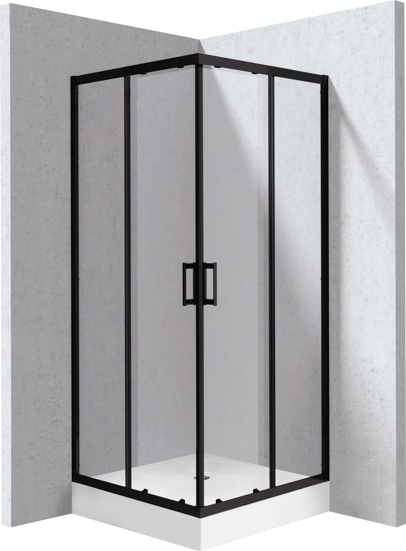 Deante Funkia Evo sprchový kút so sprchovou vaničkou 90x90 cm obdĺžniková čierna matné/priehľadné sklo KYCZN099P