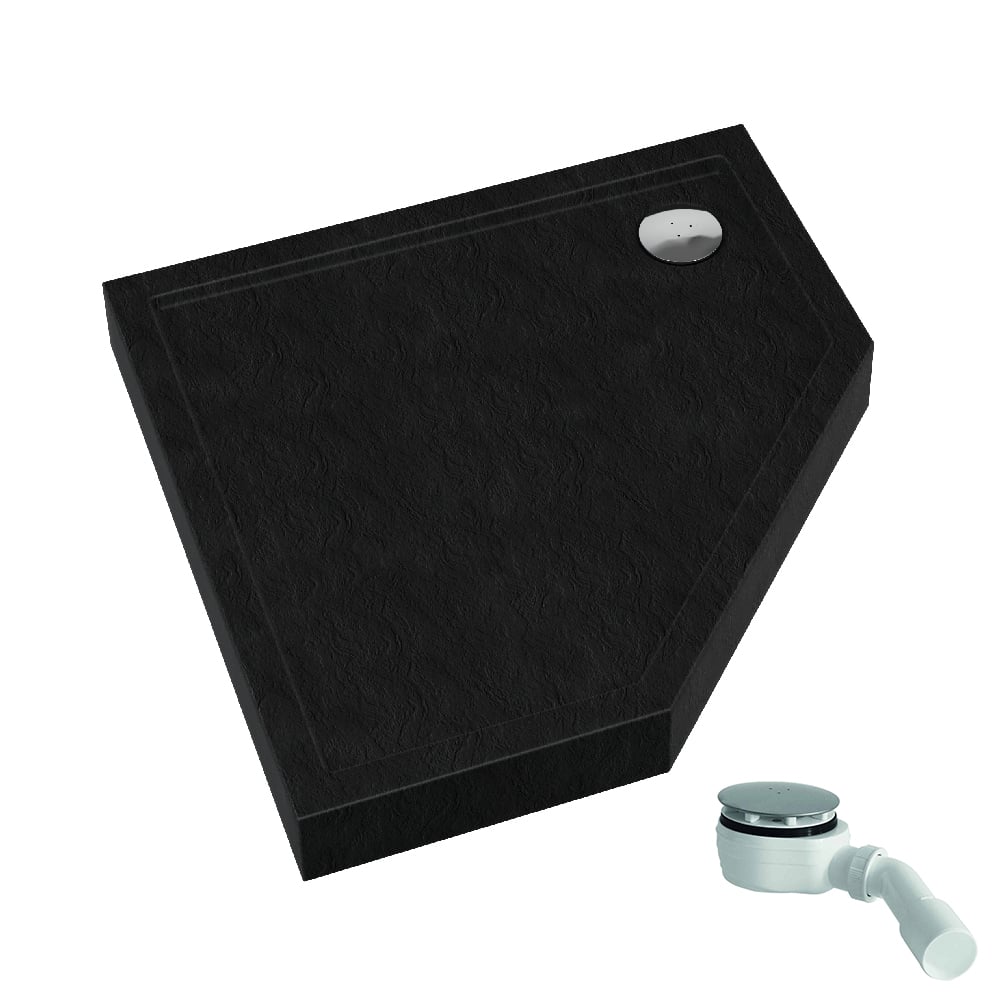 Schedpol Competia New Black Stone päťuholníková sprchová vanička 80x80 cm biela 3.4697/C/ST