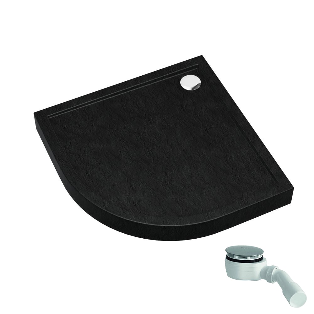 Schedpol Competia New Black Stone polkruhová sprchová vanička 90x90 cm čierna 3.4634/C/ST
