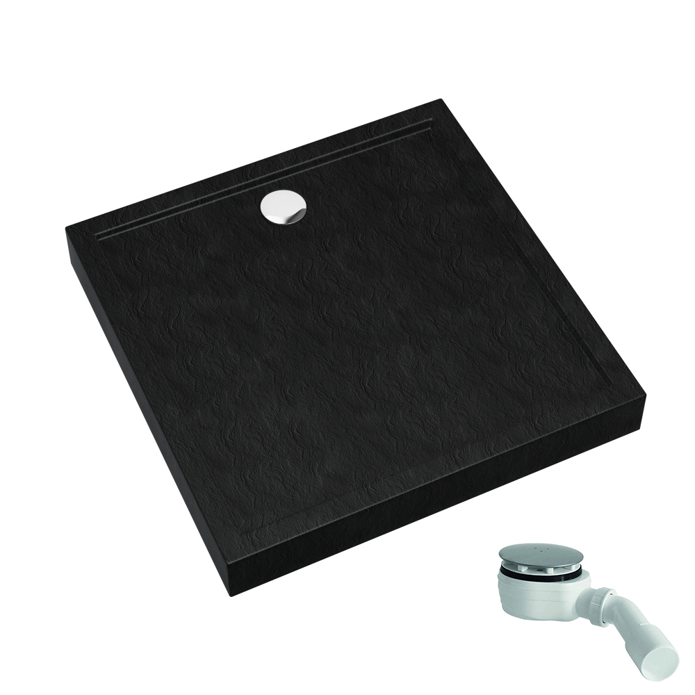 Schedpol Competia New Black Stone štvorcová sprchová vanička 90x90 cm čierna 3.4831/C/ST